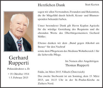 Traueranzeige von Gerhard Rupperti 