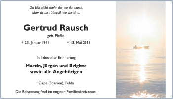 Traueranzeige von Gertrud Rausch 
