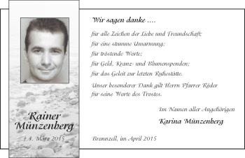 Traueranzeige von Rainer Münzenberg 