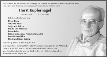 Traueranzeige von Horst Kupfernagel 