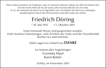 Traueranzeige von Friedrich Döring 