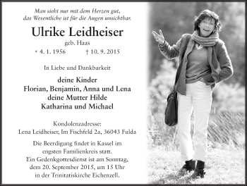 Traueranzeige von Ulrike Leidheiser 