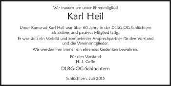 Traueranzeige von Karl Heil 