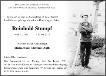 Traueranzeige von Reinhold Stumpf 