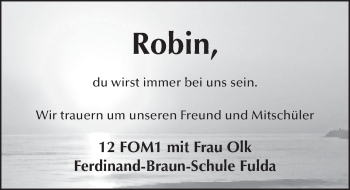 Traueranzeige von Robin Fischer 