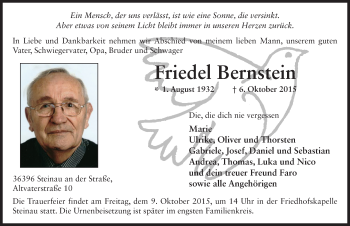 Traueranzeige von Friedel Bernstein 