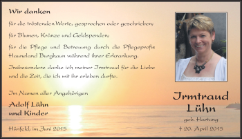 Traueranzeige von Irmtraud Lühn 