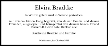 Traueranzeige von Elvira Bradtke 