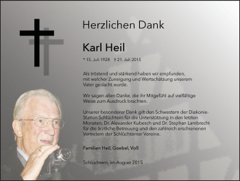 Traueranzeige von Karl Heil 