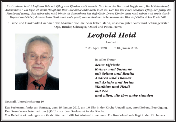 Traueranzeige von Leopold Heid 