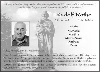 Traueranzeige von Rudolf Rothe 