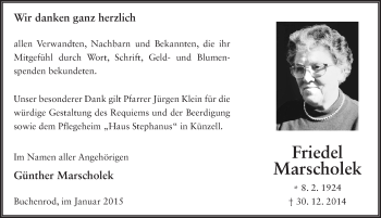 Traueranzeige von Friedel Marscholek 