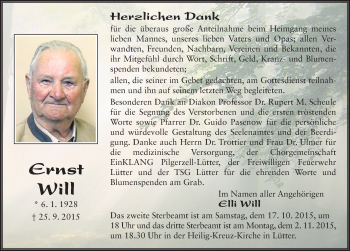 Traueranzeige von Ernst Will 