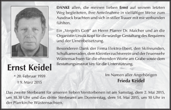 Traueranzeige von Ernst Keidel 