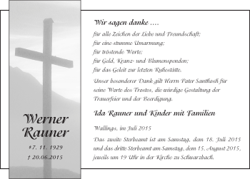 Traueranzeige von Werner Rauner 