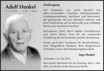 Traueranzeige von Adolf Henkel 
