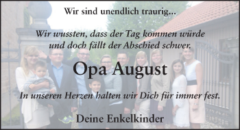 Traueranzeige von August Brehl 