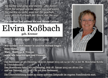 Traueranzeige von Elvira Roßbach 