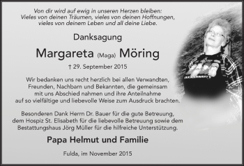 Traueranzeige von Margareta Möring 