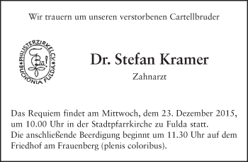 Traueranzeige von Stefan Kramer 