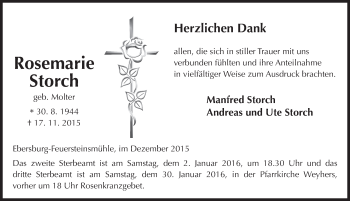 Traueranzeige von Rosemarie Storch 