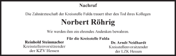 Traueranzeige von Norbert Röhrig 