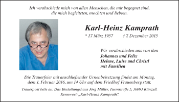 Traueranzeige von Karl-Heinz Kamprath 