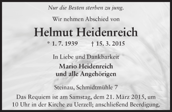 Traueranzeige von Helmut Heidenreich 