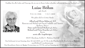Traueranzeige von Luise Böhm 
