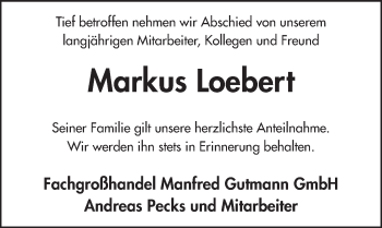 Traueranzeige von Markus Loebert 