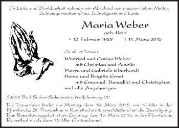 Traueranzeige von Maria Weber 