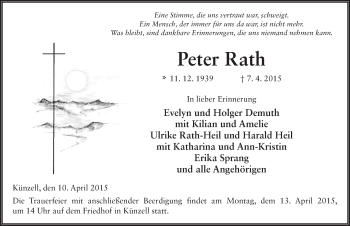 Traueranzeige von Peter Rath 