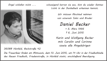 Traueranzeige von Daniel Becker 