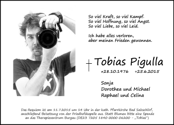 Traueranzeige von Tobias Pigulla 