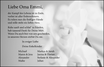 Traueranzeige von Emmi Jaschensky 