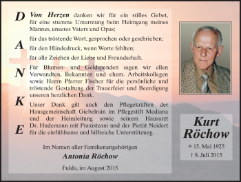 Traueranzeige von Kurt Röchow 