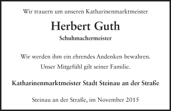 Traueranzeige von Herbert Guth 