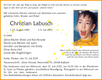 Traueranzeige von Christian Labusch 