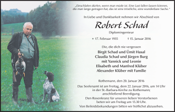 Traueranzeige von Robert Schad 