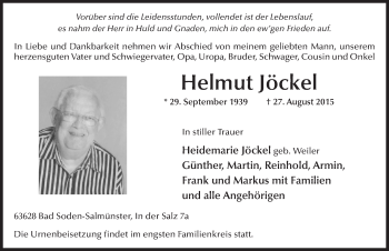 Traueranzeige von Helmut Jöckel 