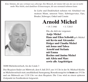 Traueranzeige von Arnold Michel 