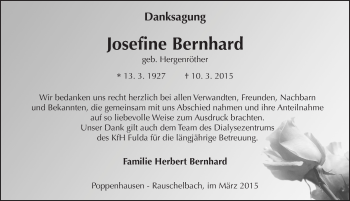 Traueranzeige von Josefine Bernhard 