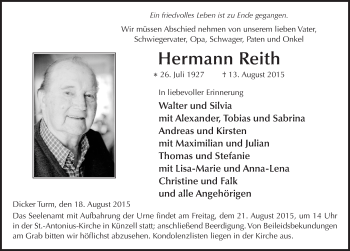 Traueranzeige von Hermann Reith 
