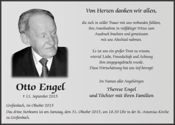 Traueranzeige von Otto Engel 