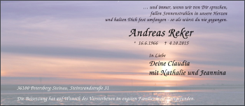 Traueranzeige von Andreas Reker 