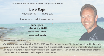 Traueranzeige von Uwe Kaps 