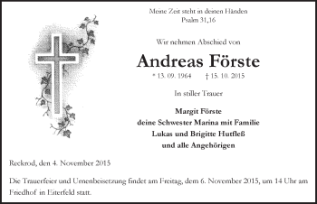Traueranzeige von Andreas Förste 