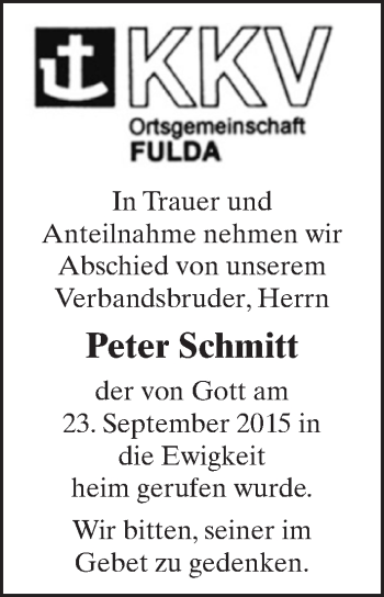 Traueranzeige von Peter Schmitt 
