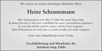 Traueranzeige von Heinz Scheunemann 
