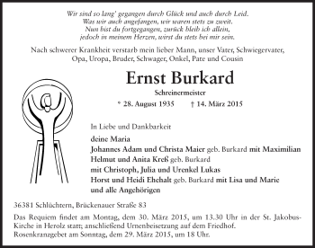 Traueranzeige von Ernst Burkard 